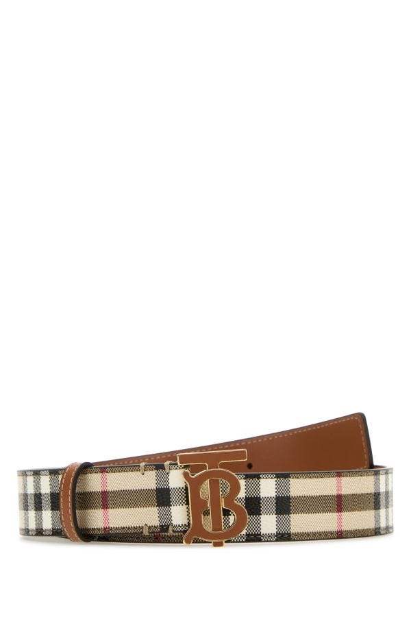 Shop Burberry Woman Printed Canvas Belt In Multicolor