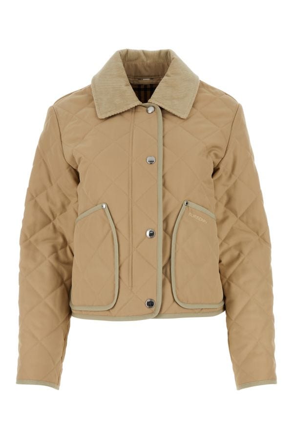 Burberry Woman Beige Polyester Padded Jacket In Brown