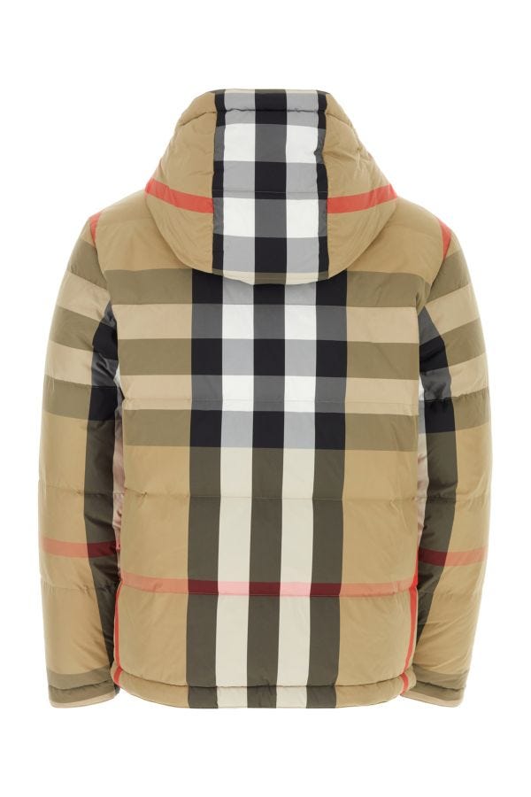 Shop Burberry Man Embroidered Nylon Down Jacket In Multicolor