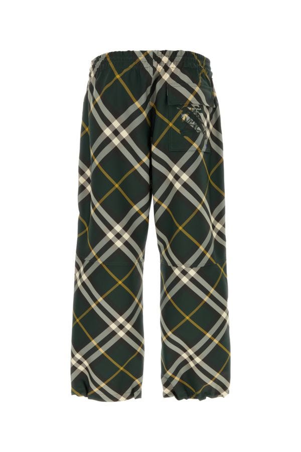 Shop Burberry Man Embroidered Polyester Pant In Multicolor