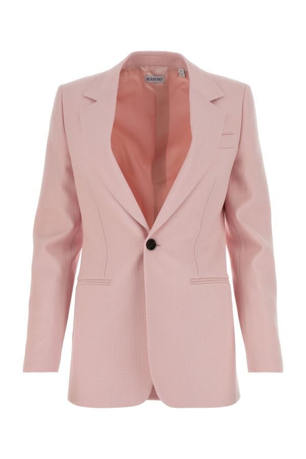 Shop Burberry Woman Pink Wool Blazer