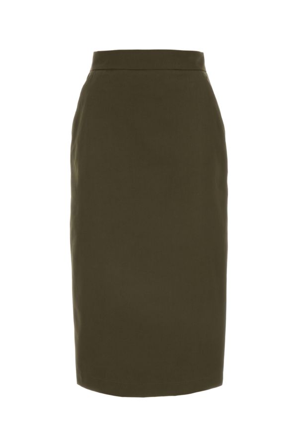 Max Mara Woman Olive Green Cotton Cognac Skirt