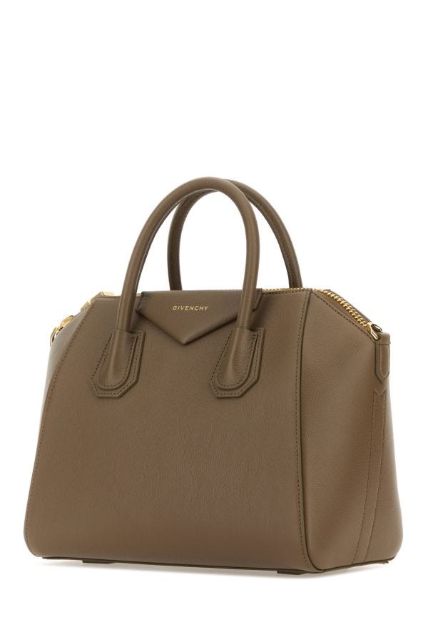 Shop Givenchy Woman Cappuccino Leather Small Antigona Handbag In Brown