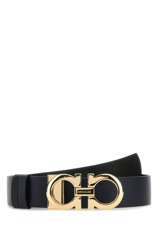 Shop Ferragamo Salvatore  Woman Midnight Blue Leather Reversible Belt