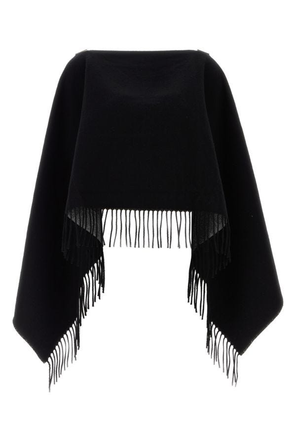 Valentino Garavani Woman Black Wool Blend Poncho