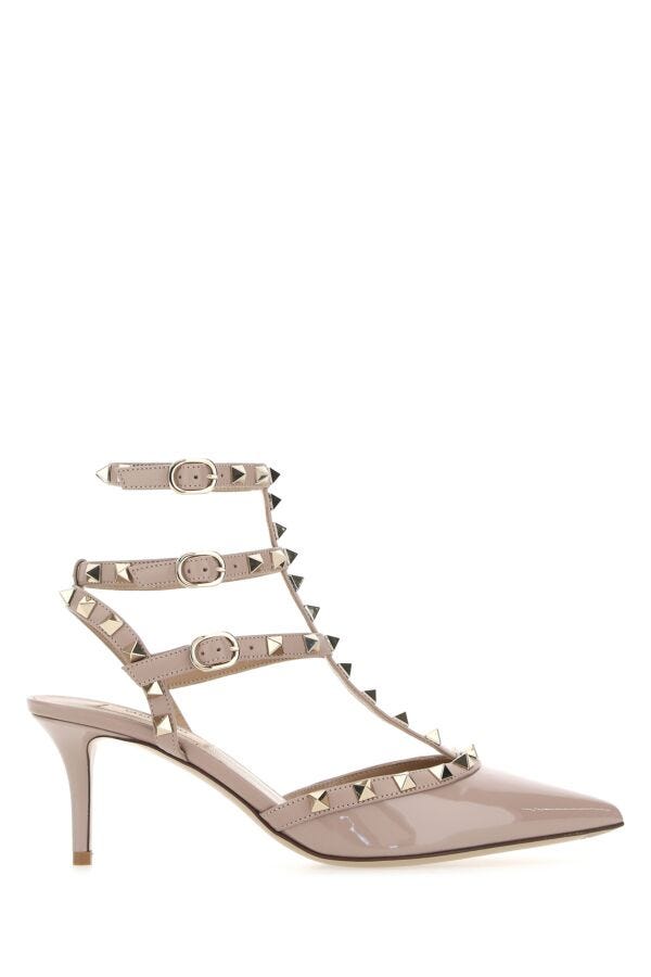 Shop Valentino Garavani Woman Antiqued Pink Leather Rockstud Pumps