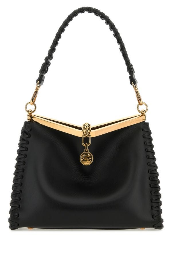 Etro Woman Black Leather Vela Handbag