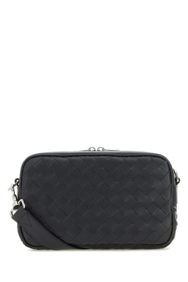 Bottega Veneta Man Slate Leather Crossbody Bag In Gray