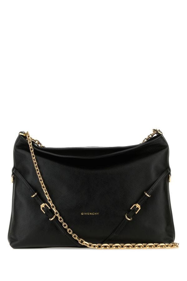 Shop Givenchy Woman Black Leather Voyou Chain Shoulder Bag