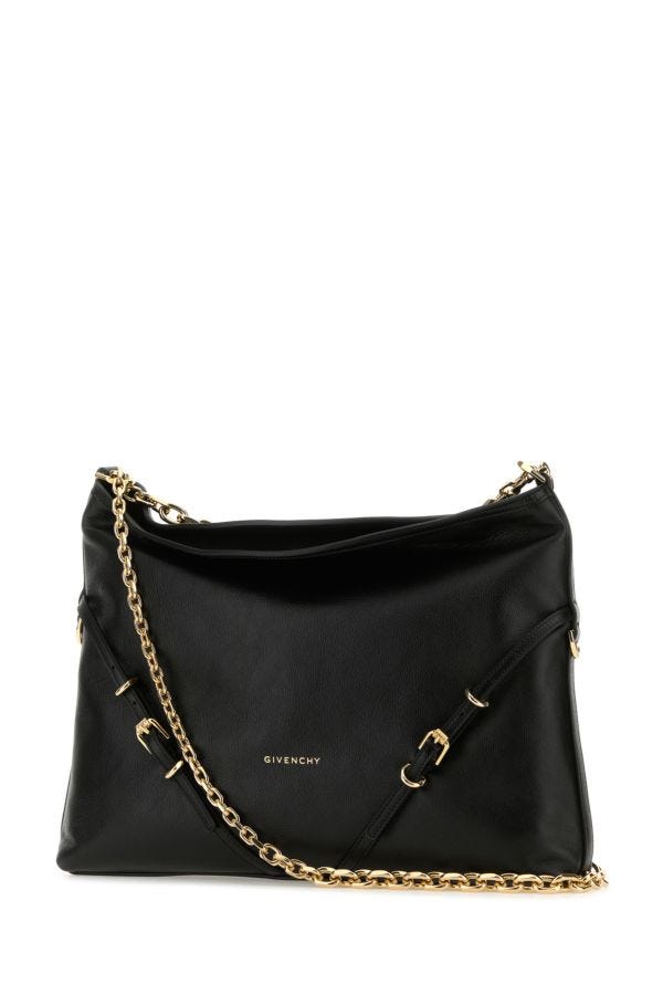 Shop Givenchy Woman Black Leather Voyou Chain Shoulder Bag