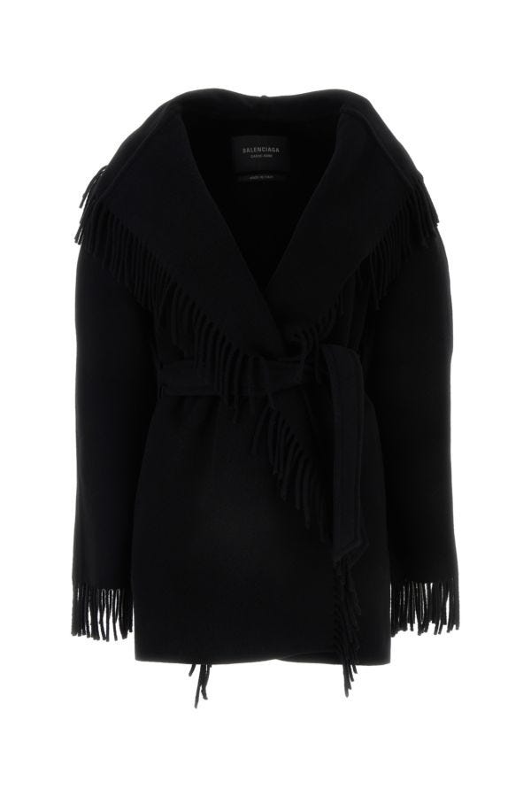 Balenciaga Woman Black Wool Coat