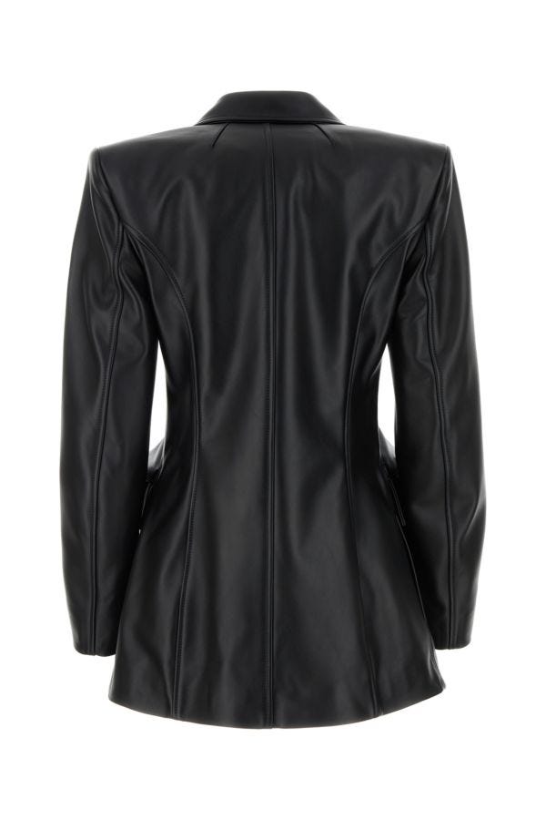 Shop Balenciaga Woman Black Leather Hourglass Blazer