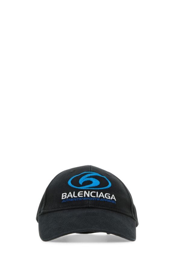 Balenciaga Man Black Cotton Surfer Baseball Hat