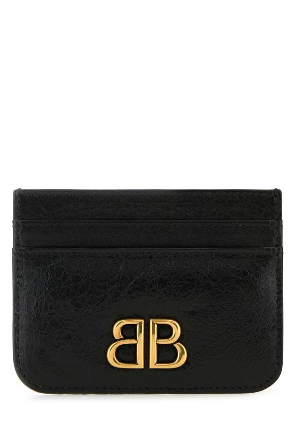 Balenciaga Woman Black Leather Monaco Card Holder