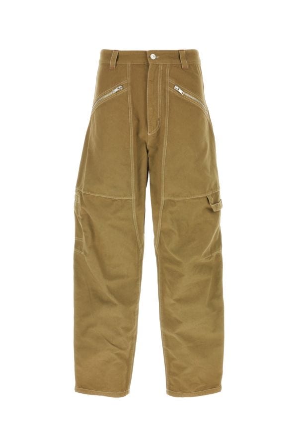 Isabel Marant Man Khaki Cotton Wide-leg Parker Pant In Green