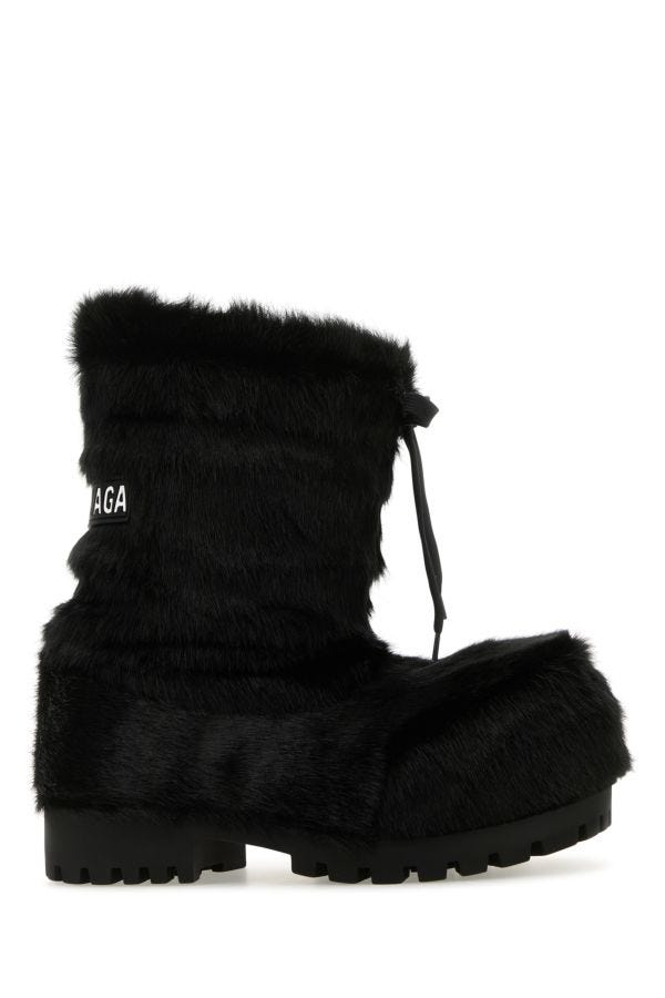 BALENCIAGA BALENCIAGA WOMAN BLACK ECO FUR ALASKA ANKLE BOOTS