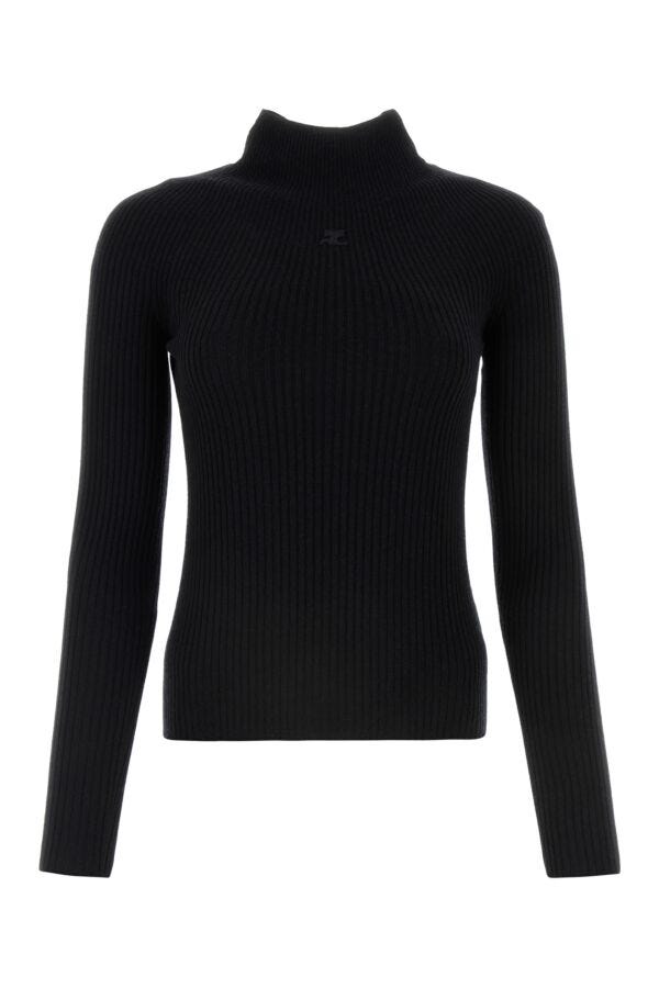 Shop Courrèges Courreges Woman Black Cotton Blend Sweater