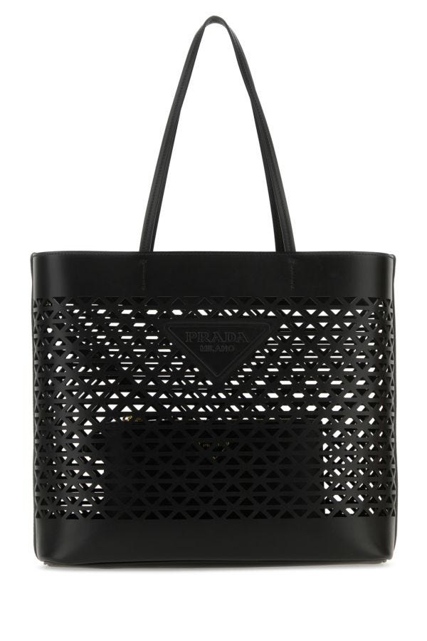Prada Woman Black Leather Shopping Bag
