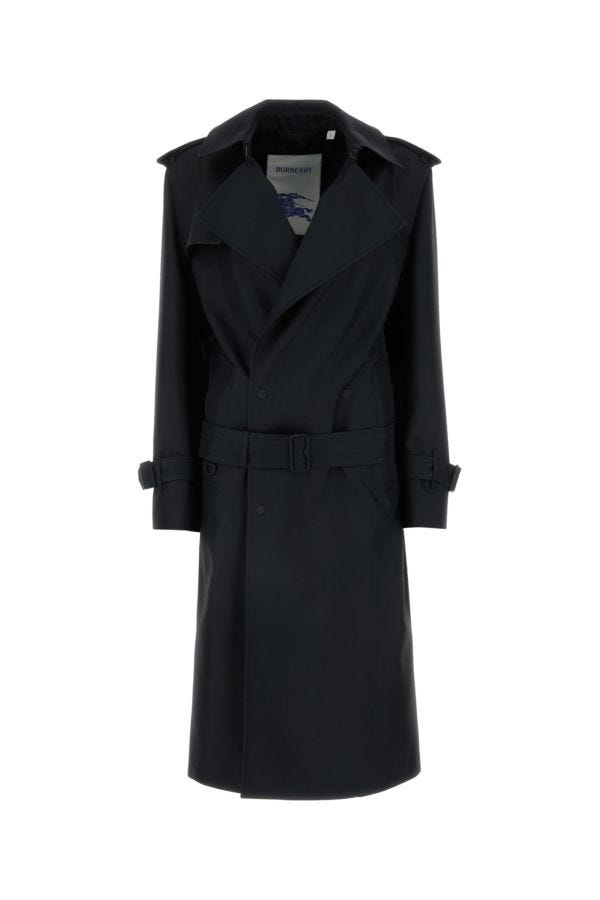 Shop Burberry Woman Black Silk Blend Trench Coat