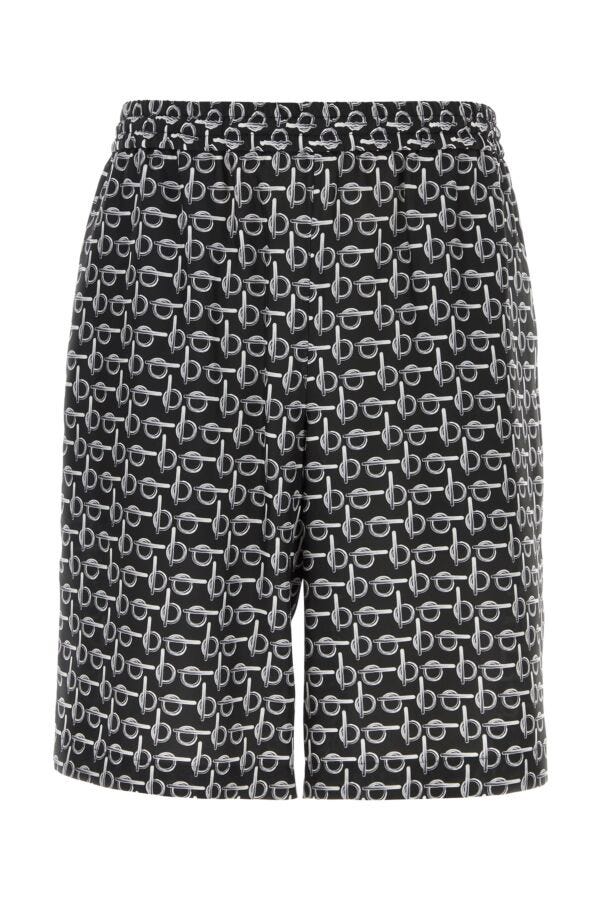 Shop Burberry Man Printed Silk Bermuda Shorts In Multicolor