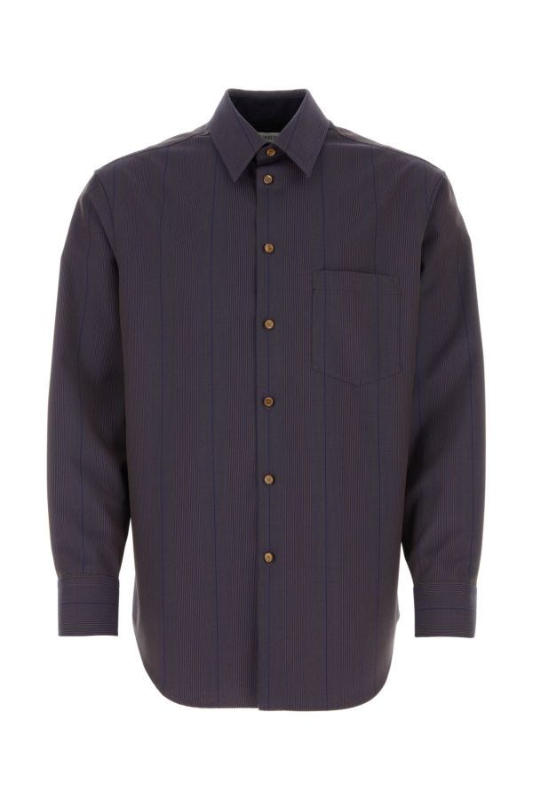 Shop Burberry Man Embroidered Wool Shirt In Purple