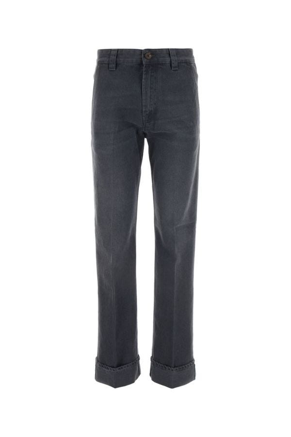 Miu Miu Woman Grey Drill Pant In Black