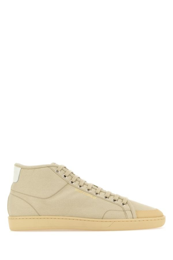 Saint Laurent Man Beige Canvas Court Classic Sl/39 Sneakers In Brown