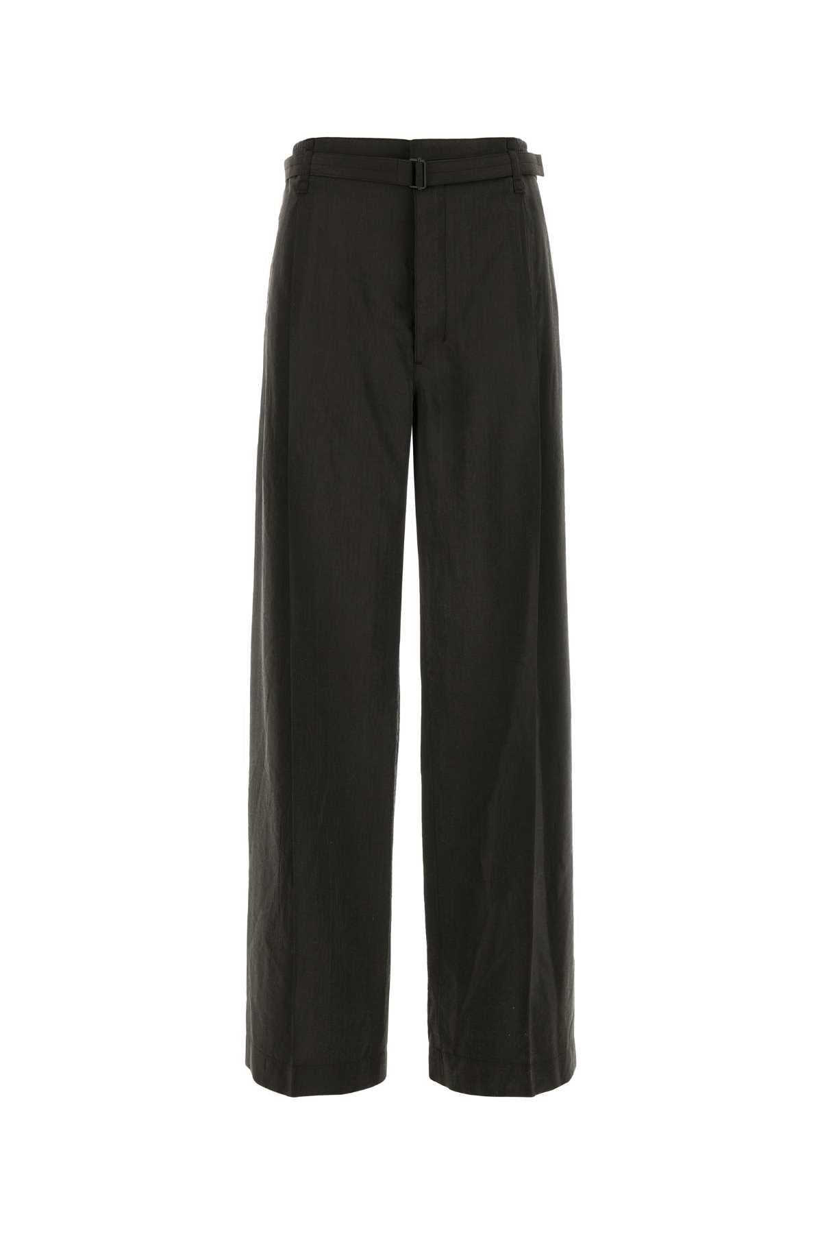 Lemaire Women Dark Brown Silk Blend Pant In Brown