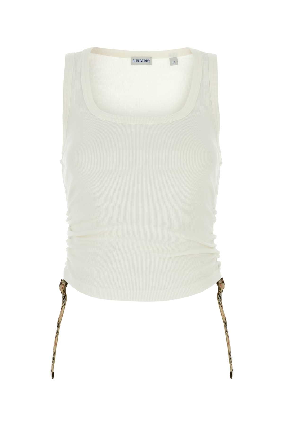 Burberry Women White Stretch Cotton Tank Top In White