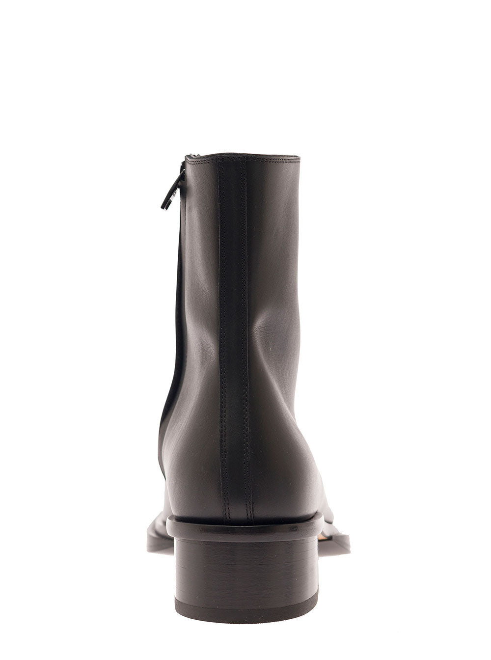 Alexander Mcqueen 'stack' Black Round-toe Boots In Smooth Leather Man In Multicolor