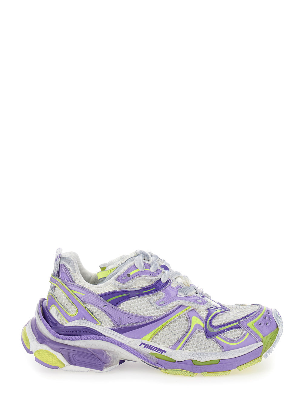 Shop Balenciaga 'runner 2.0' Multicolor Low Top Sneakers With Runner Logo In Mesh And Polyurethane Woman In Purple