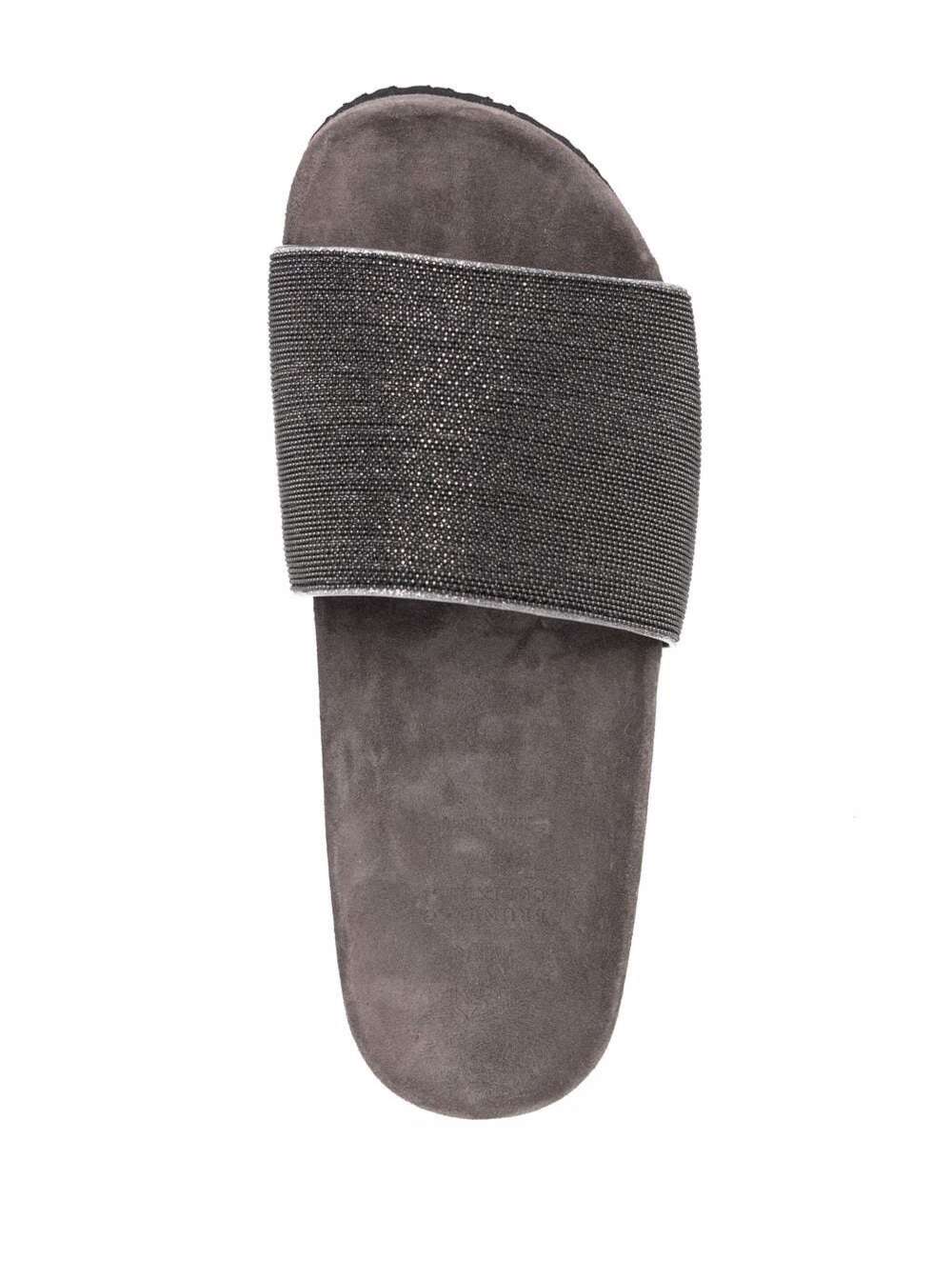 Brunello Cucinelli Precious Suede Slides In Multicolor