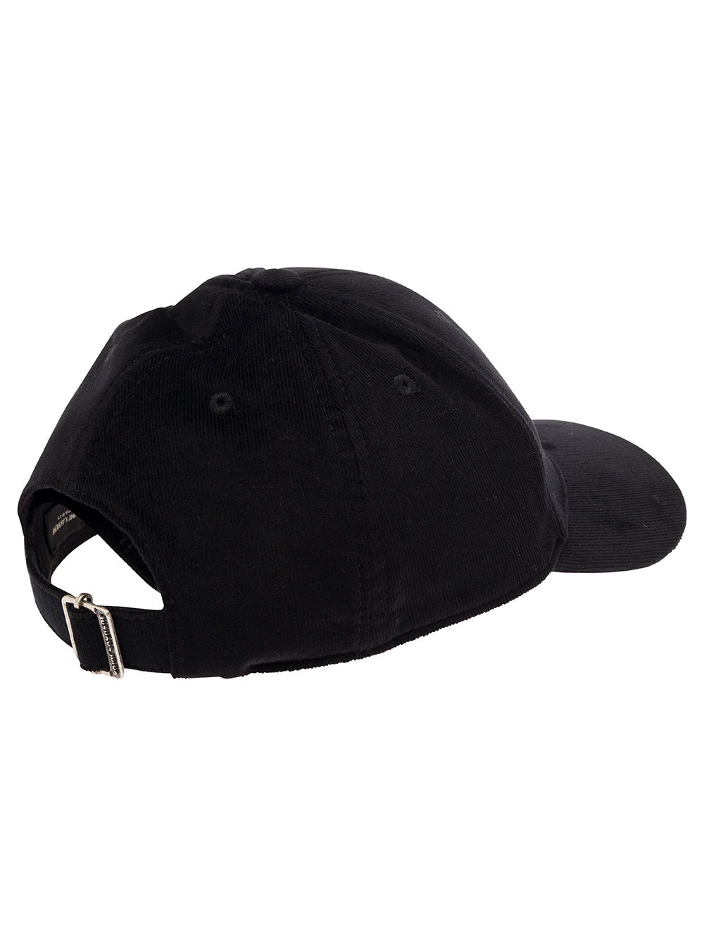 Saint Laurent Black Baseball Cap With Embossed Logo In Corduroy Man In Multicolor