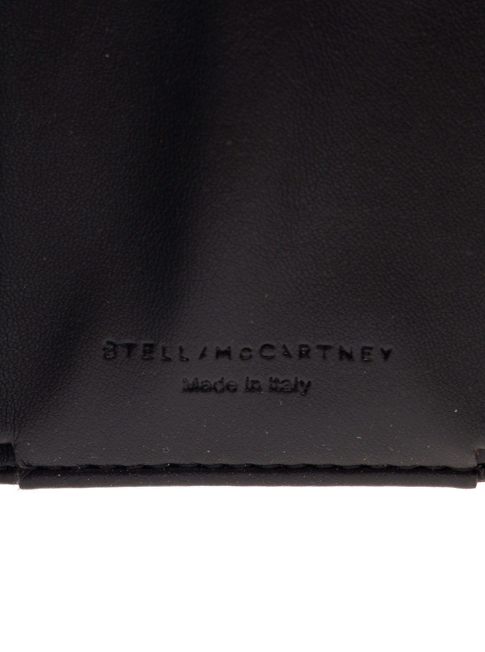 Stella Mccartney Black Tri-fold Wallet With Chain Detail In Faux Leather Woman In Multicolor