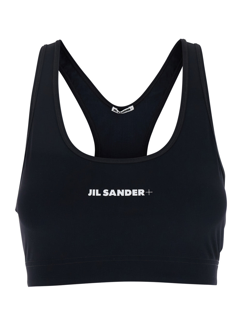 Jil Sander Black Sports Bra With Logo Lettering On The Front In Tech Fabric Stretch Woman In Multicolor