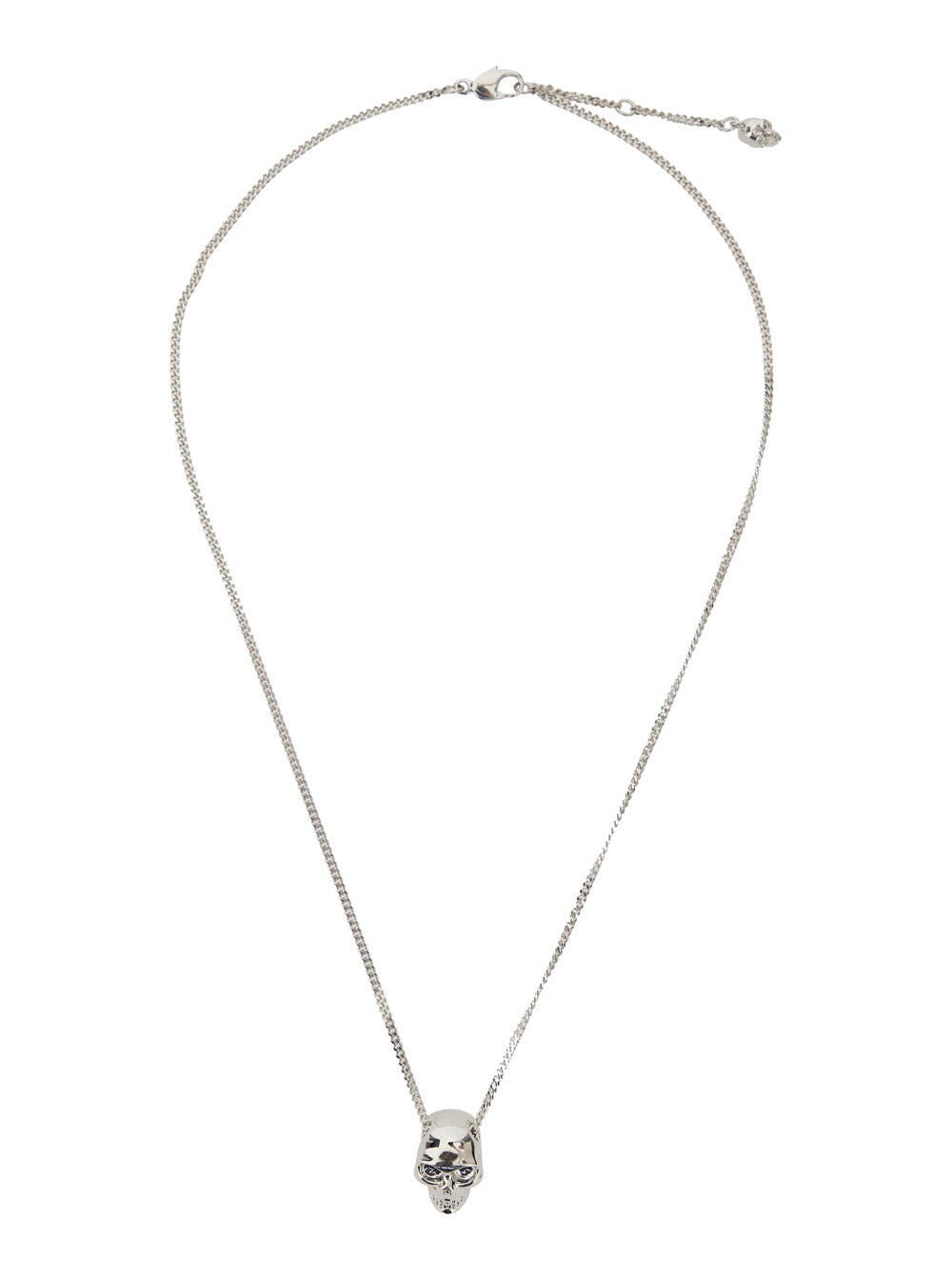 Alexander Mcqueen Silver Colored Chain Necklace With Skull In Polished Brass Man In Multicolor