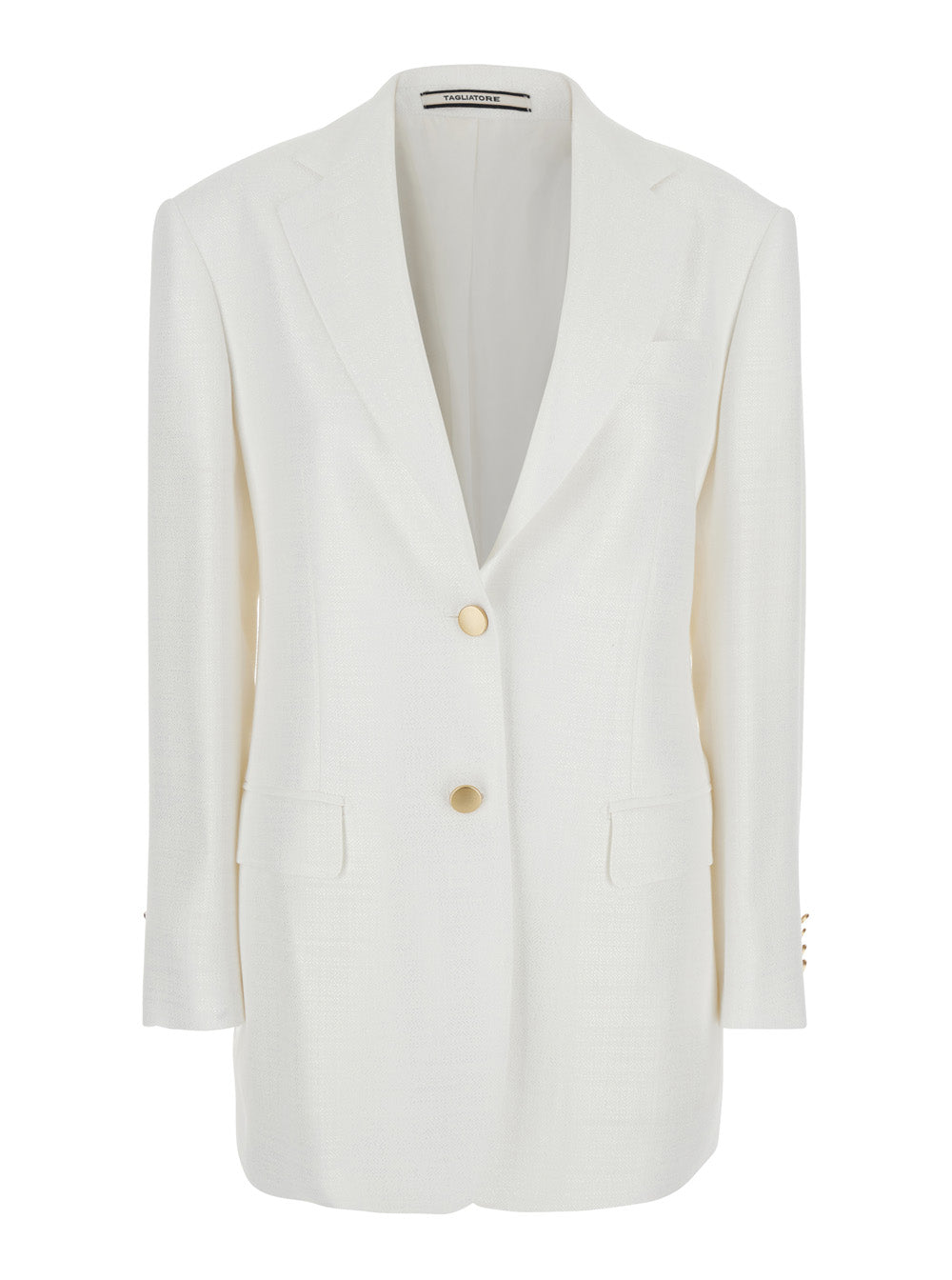 Tagliatore White Jacket With Pointed Lapels And Front Pockets In Viscose Blend Woman
