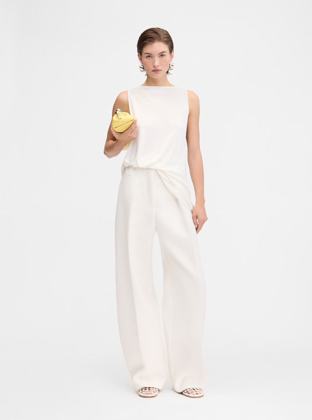 Jacquemus Le Haut Peplo White Top With Square Neck And Cut-out On The Side In Viscose Blend Woman In White