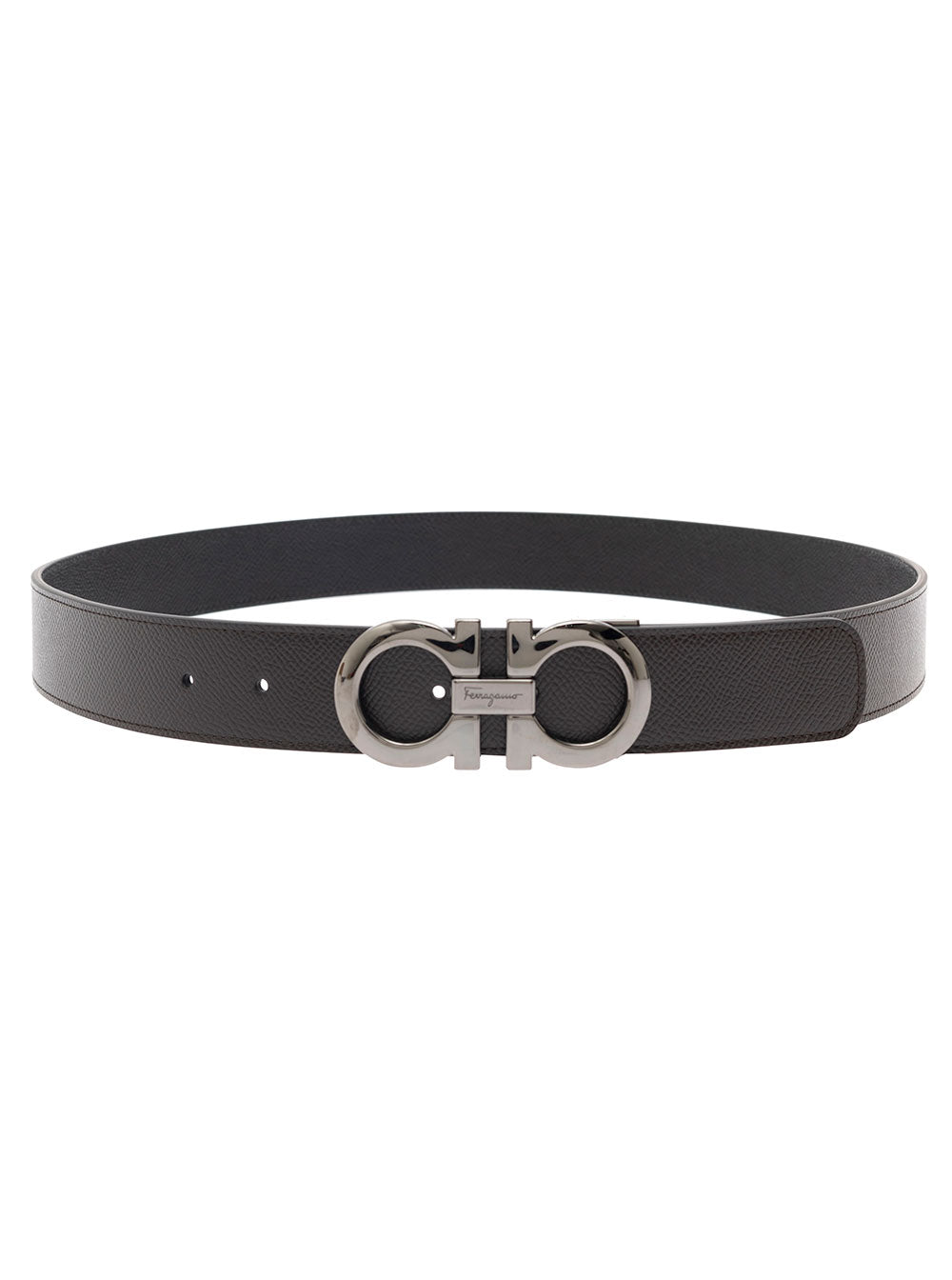 Ferragamo Brown Reversible Belt With Gancini Buckle In Leather Man In Brown