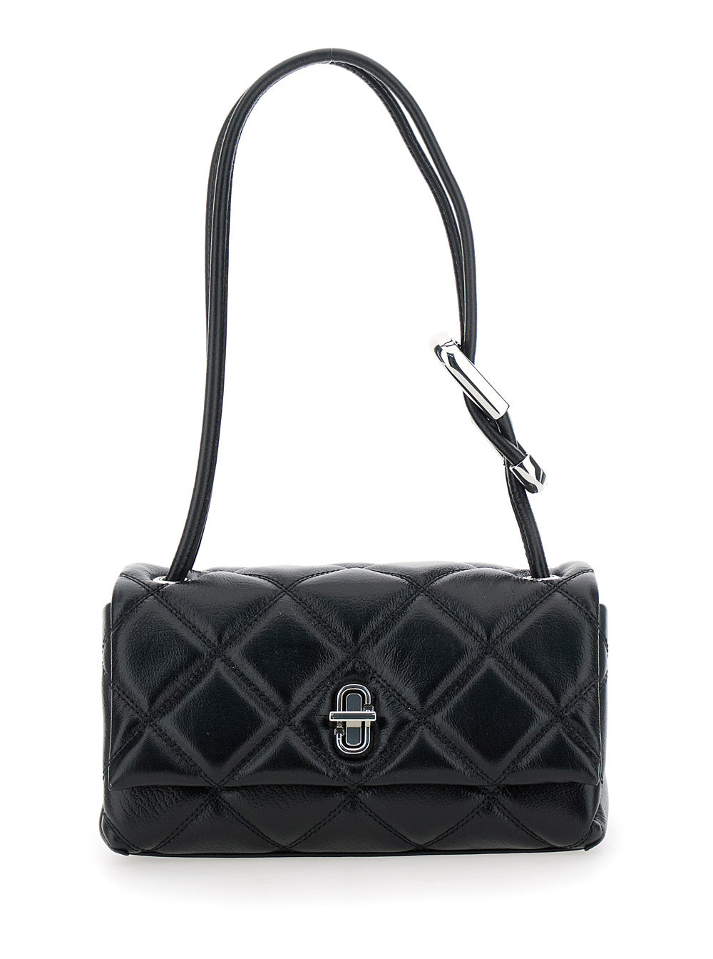 Marc Jacobs Women 'the Mini Dual' Black Diamond-quilted Crossbody Bag With Top Handle In Leather Wom In Black