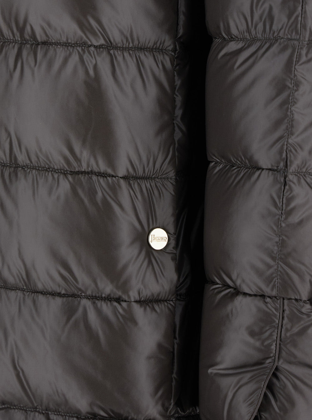 Herno Matilde Grey Down Jacket With Mock Neck And Two Front Welt Pockets With Button In Tech Fabric Woman In Black