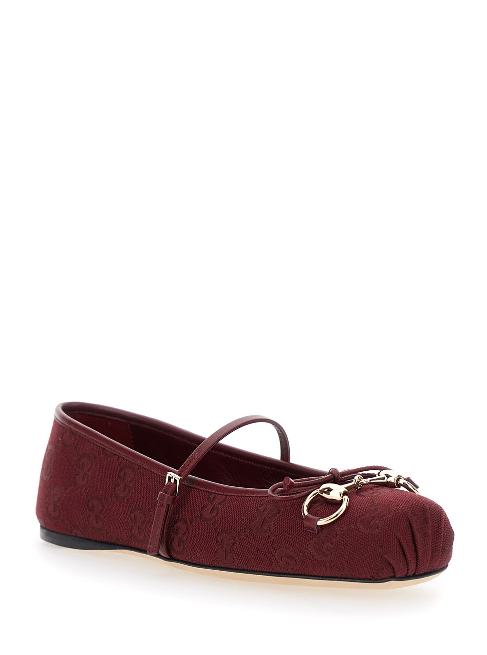 Gucci Bordeaux Ballet Shoes With Horsebit And Bow Detail On The Front In Canvas Woman In Burgundy