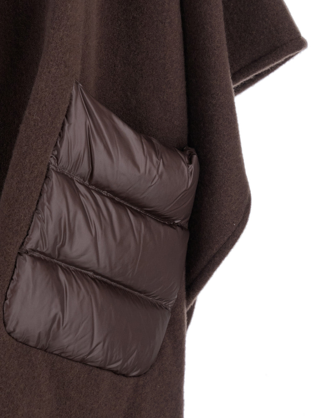 Herno Brown Cape With Drawstring Collar And Fringed Hem In Tech Fabric Woman In Brown
