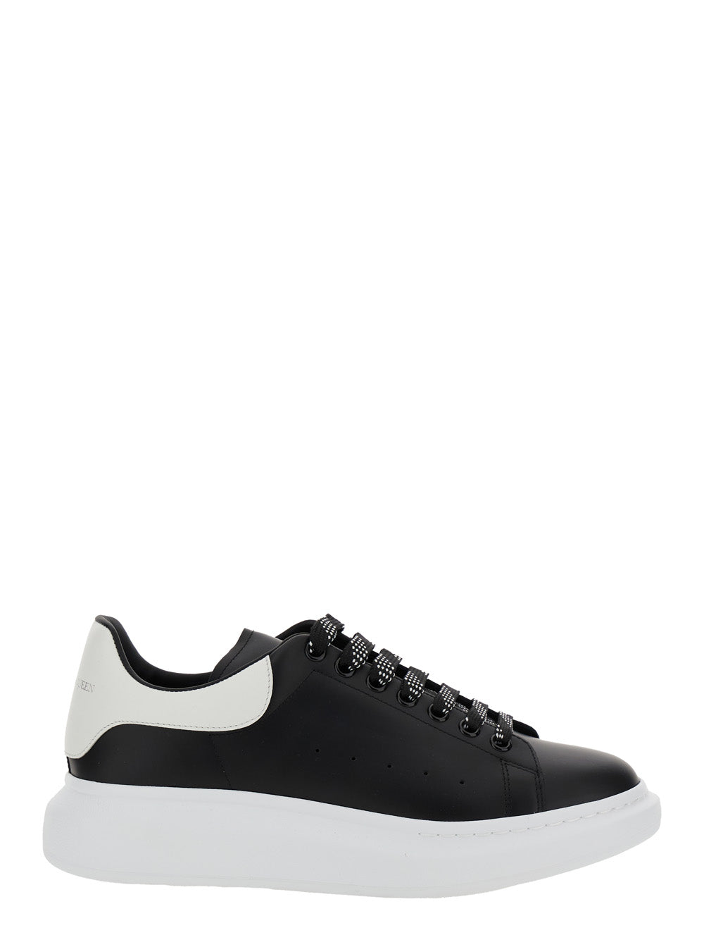 Alexander Mcqueen Black Low Top Sneakers With Chunky Sole And Contrasting Heel In Leather Man In Black
