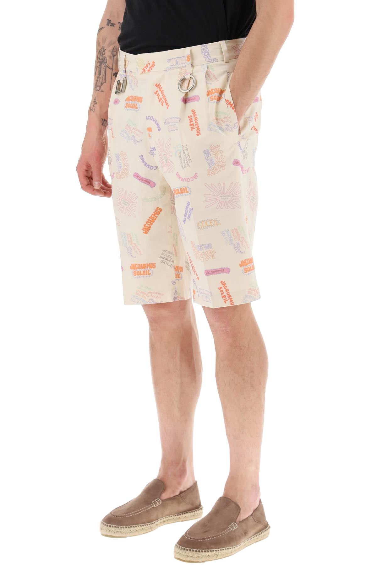 Shop Jacquemus All-over Logo Lettering Shorts Men In Multicolor