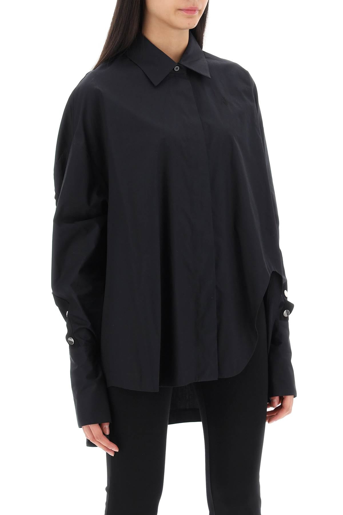 Shop Attico The  Shirt With Monogram Snap Buttons Women In Black