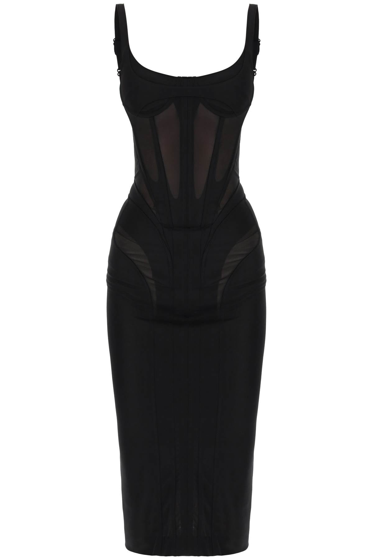 Shop Mugler Midi Dress With Corset Women In Black