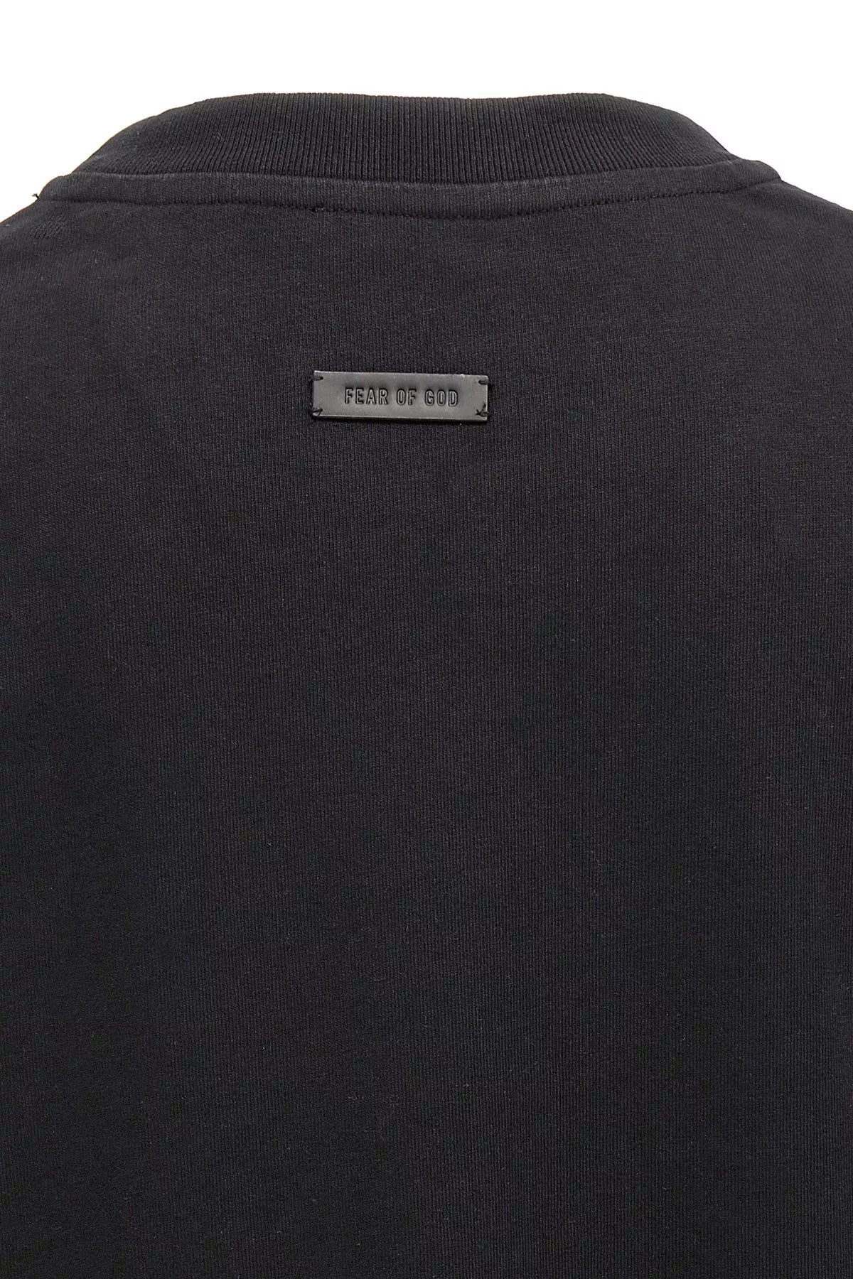 Fear Of God Ribbed Collar Crew Neck T-shirt With Long Sleeves In Black