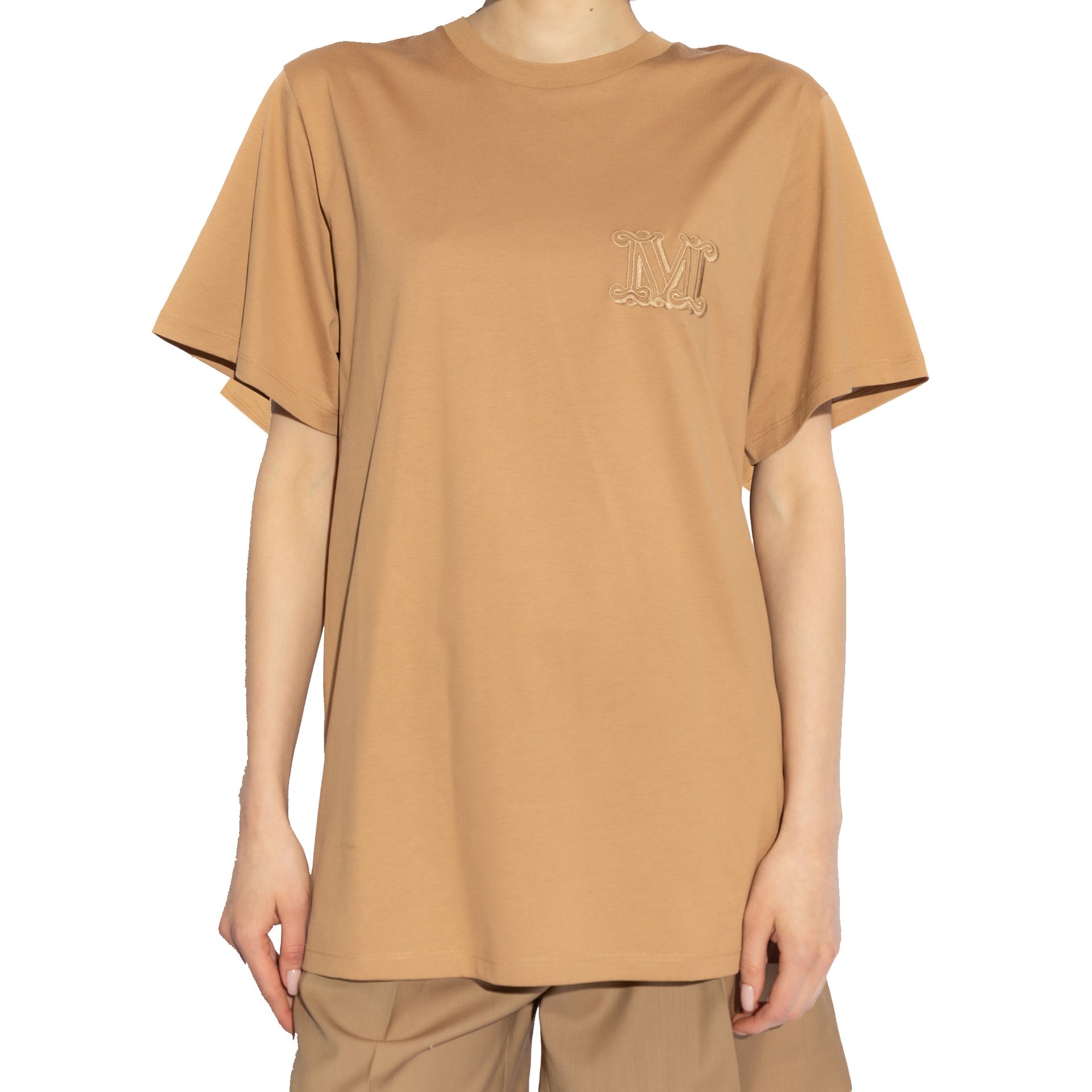 Max Mara Clay-coloured Cotton T-shirt With Logo In Neutral