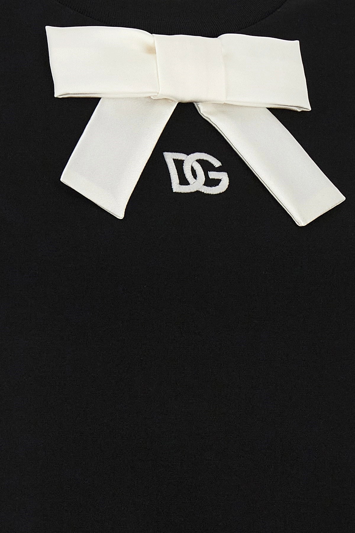 Dolce & Gabbana Bow Detail Crew Neck Short Sleeve T-shirt In Black